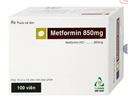 Thuốc Metformin 850mg TV.Pharm điều trị bệnh đái tháo đường (10 vỉ x 10 viên)