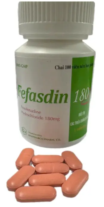 Fefasdin Fexofenadin 180mg Khapharco (C/100v) (Viên nén bao phim)