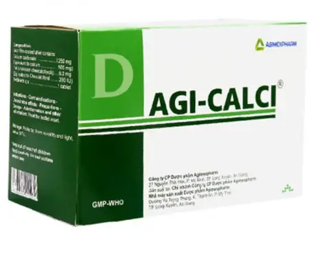 Thuốc Agi-calci Agimexpharm bổ sung calci, phòng và điều trị loãng xương (20 vỉ x 10 viên)