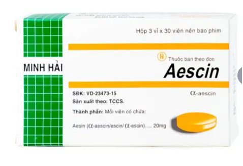 Thuốc Aescin 20mg điều trị thiểu năng tĩnh mạch mãn tính, giãn tĩnh mạch chân, trĩ (3 vỉ x 30 viên)
