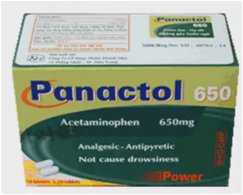 Viên nén Panactol 650mg giảm đau từ nhẹ đến vừa và hạ sốt (10 vỉ x 10 viên)