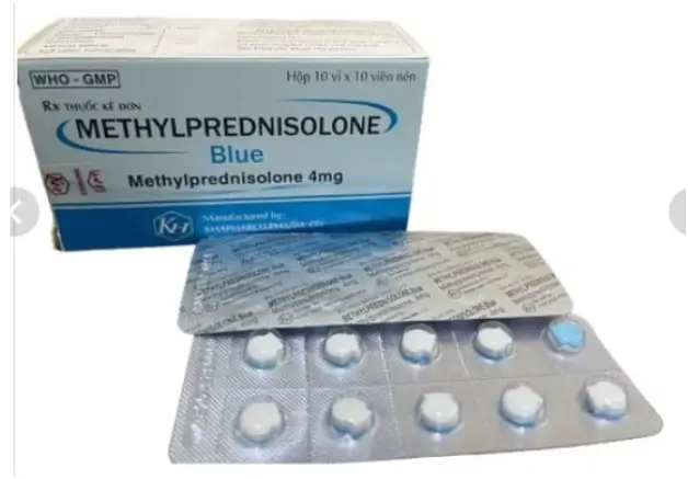Methylprednisolon blue 4mg vỉ Khapharco (H/100v) (viên nén 2 lớp)