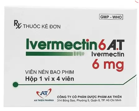 Viên nén Ivermectin 6mg A.T hỗ trợ điều trị bệnh nhiễm ký sinh trùng (1 vỉ x 4 viên)