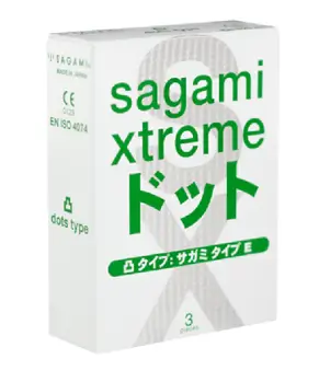 Bao cao su Sagami Whitebox (Hộp 3) – Có gân gai