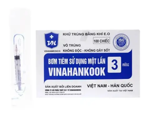 Bơm tiêm sử dụng một lần Vinahankook 3ml/cc được khử trùng bằng khí E.O (25g – 100 cái)