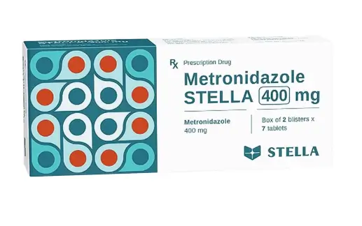 Thuốc Metronidazole Stella 400mg điều trị và phòng ngừa nhiễm nấm, nhiễm khuẩn kỵ khí (2 vỉ x 7 viên)
