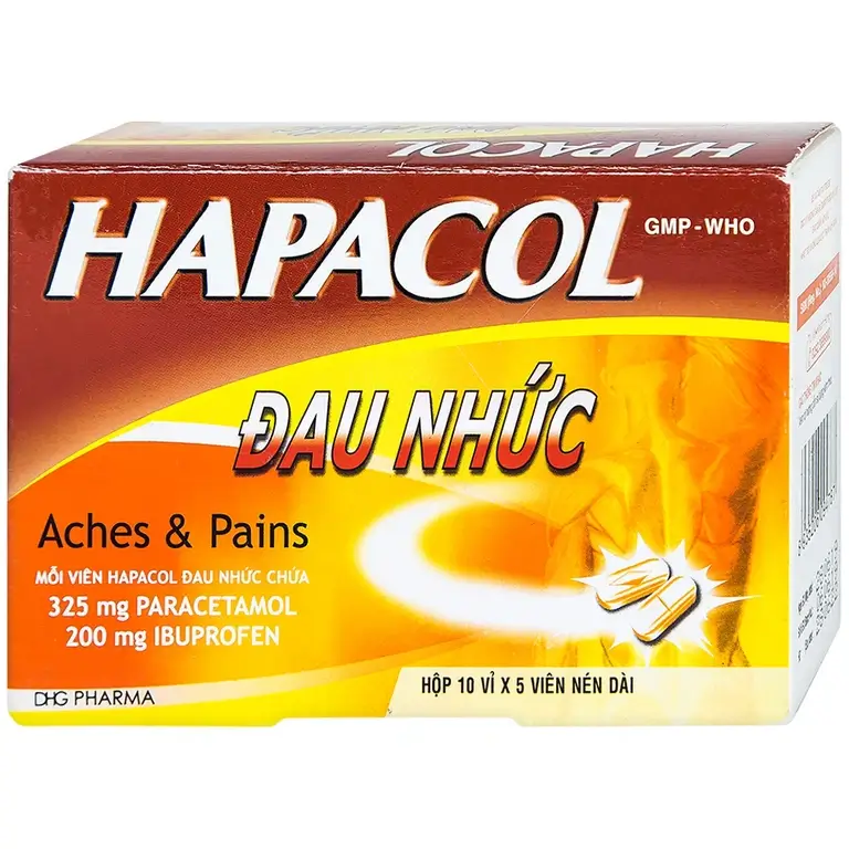 Thuốc Hapacol Đau Nhức DHG giảm đau, kháng viêm (10 vỉ x 5 viên)