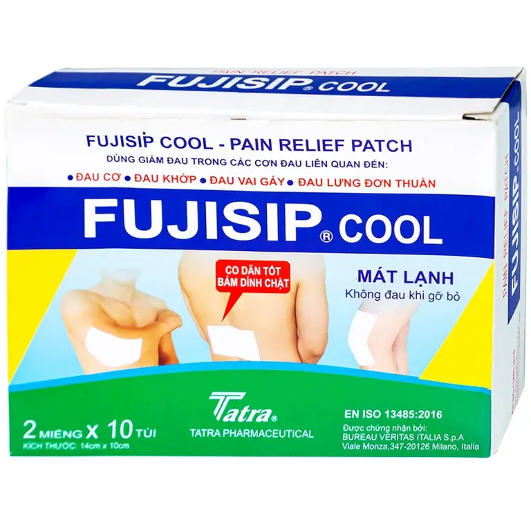Cao dán Fujisip Cool Thiên Ân giảm đau cơ, đau khớp, đau vai gáy, đau lưng (10 túi)