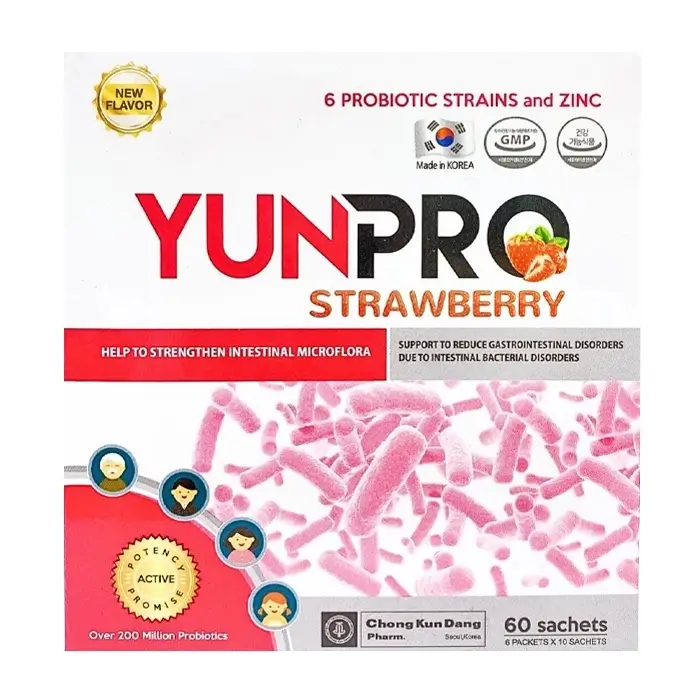 Men vi sinh Yunpro Strawberry, Hộp 60 gói