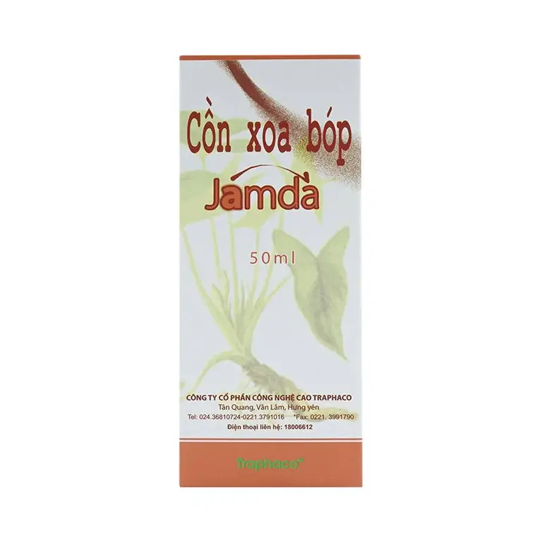 Cồn xoa bóp Jamda Traphaco điều trị đau nhức các khớp xương cơ gân bắp thịt, đau lưng, mõi gối (50ml)