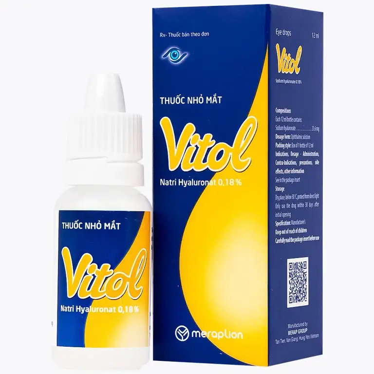 Thuốc nhỏ mắt Vitol 12ml Merap dùng cho các tình trạng khô mắt