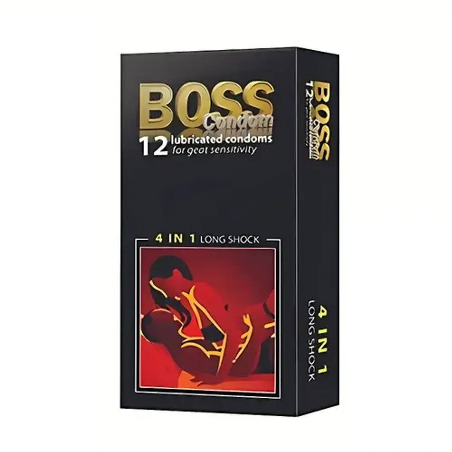 Bao cao su Hộp 12 bao cao su gai gân lâu ra BOSS 4 in 1