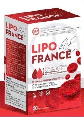 Lipo France bổ sung sắt và Acid Folic cho cơ thể (Hộp 30 viên)