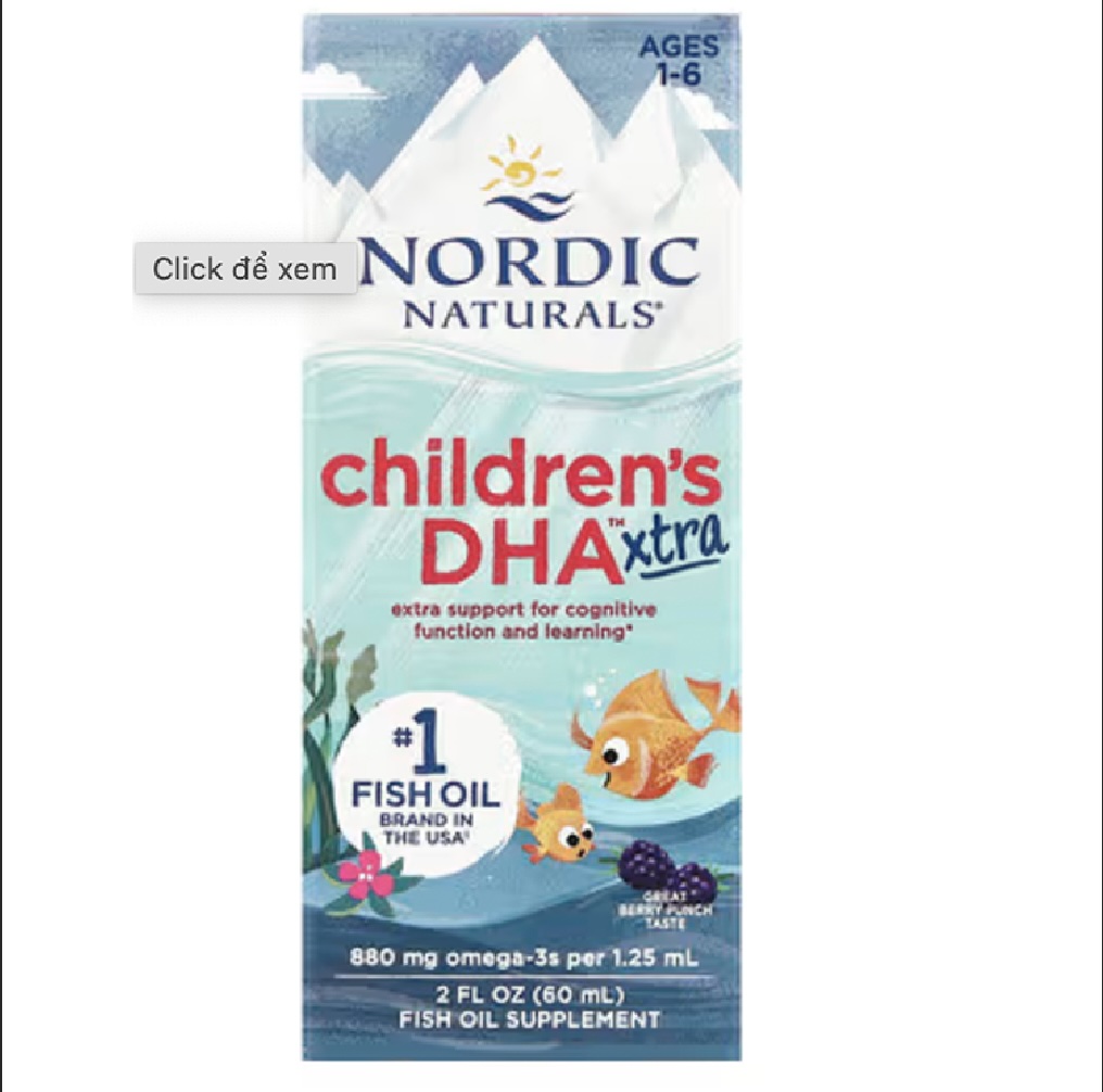 Dung dịch hỗ trợ cải thiện thị lực cho trẻ từ 1 tuổi Nordic Naturals Children's DHA xtra (60ml)