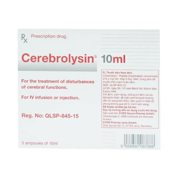 Thuốc tiêm điều trị rối loạn trí nhớ, sa sút trí tuệ  Cerebrolysin 10ml (1 vỉ x 5 ống x 10ml)
