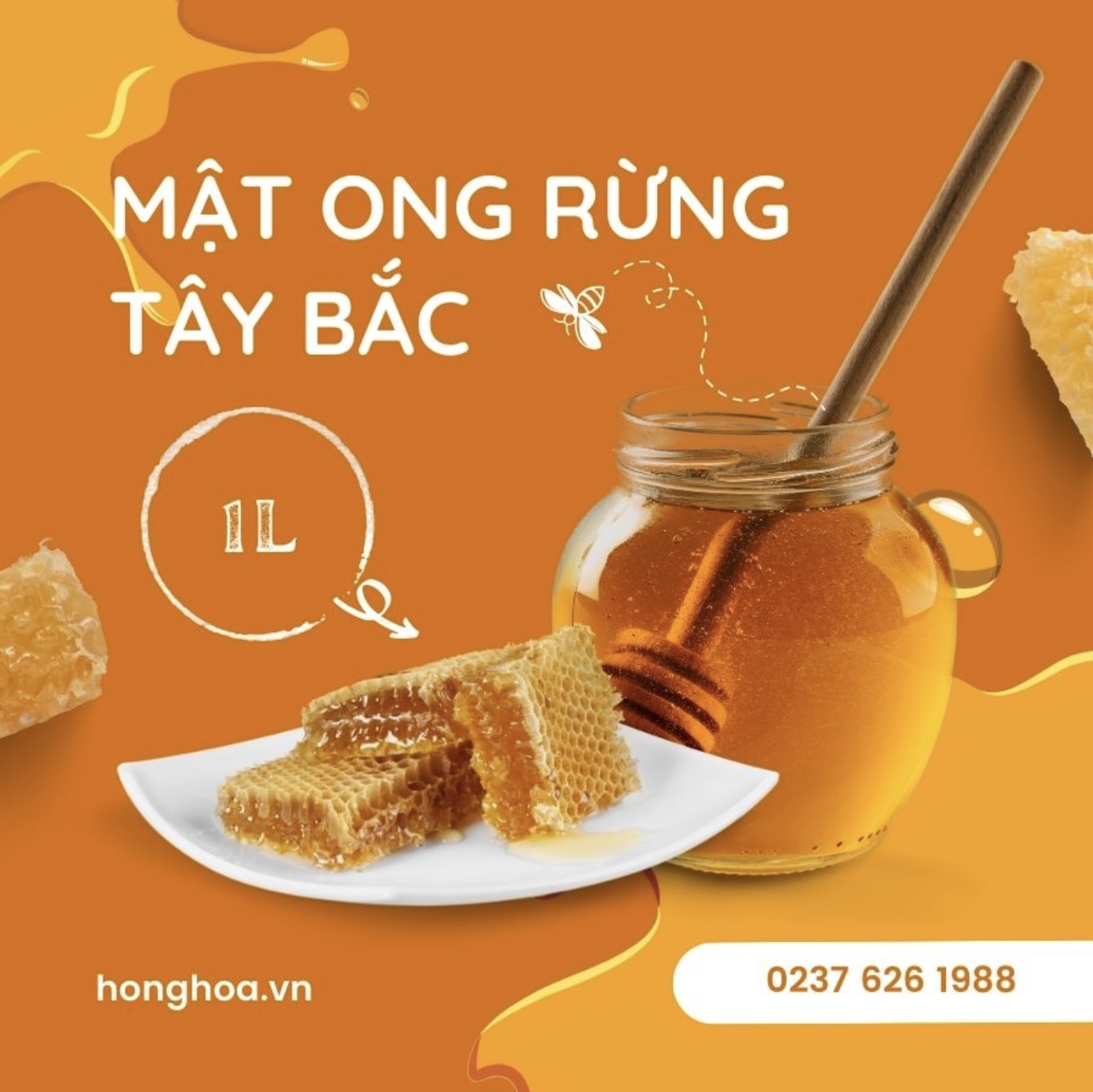 Mật ong hoa rừng Tây Bắc cao cấp 1 lít