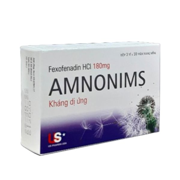 Viên nang Amnonims 180mg điều trị các chứng của viêm mũi dị ứng, mề đay