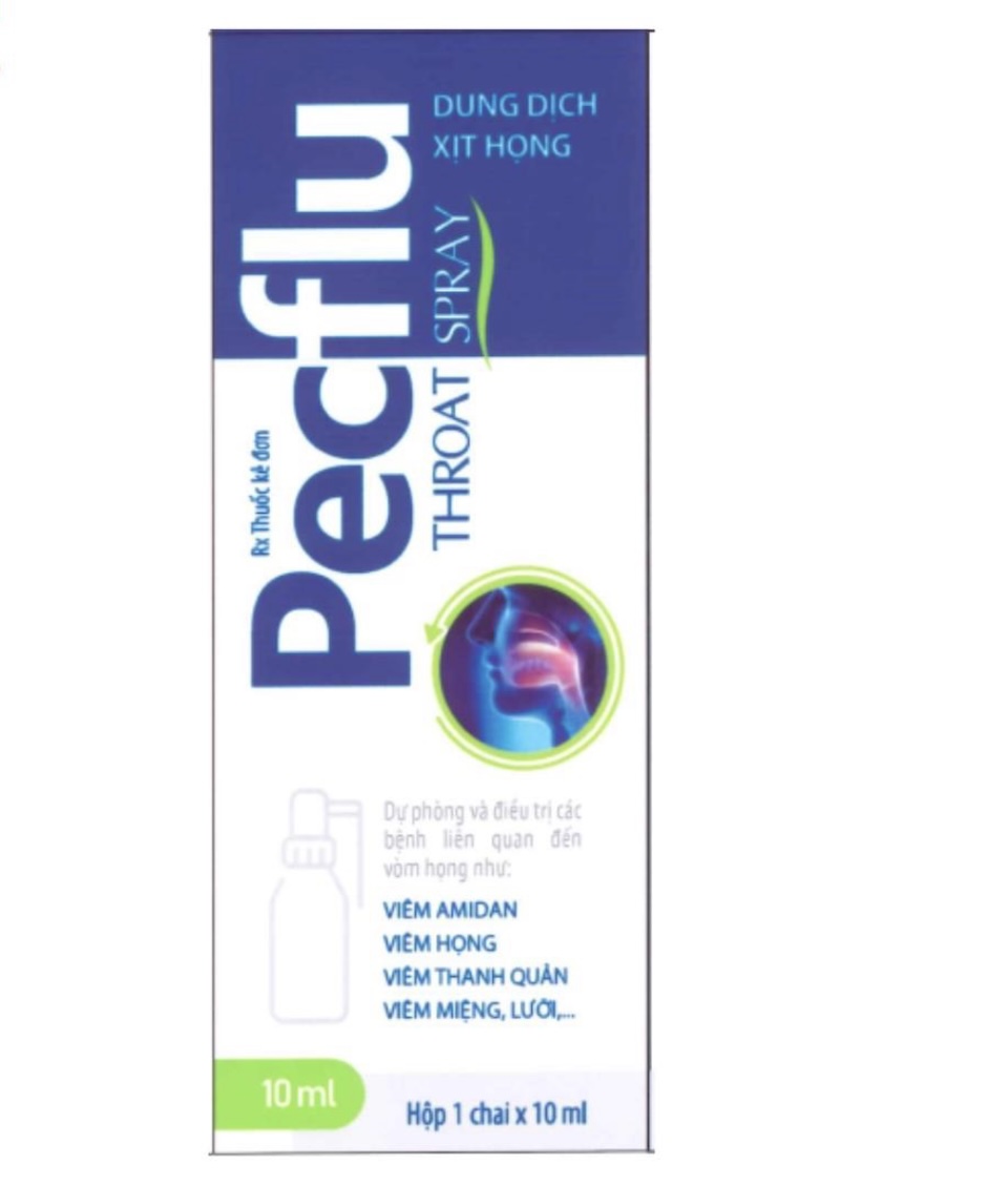 Pecflu 10ml hỗ trợ điều trị viêm họng