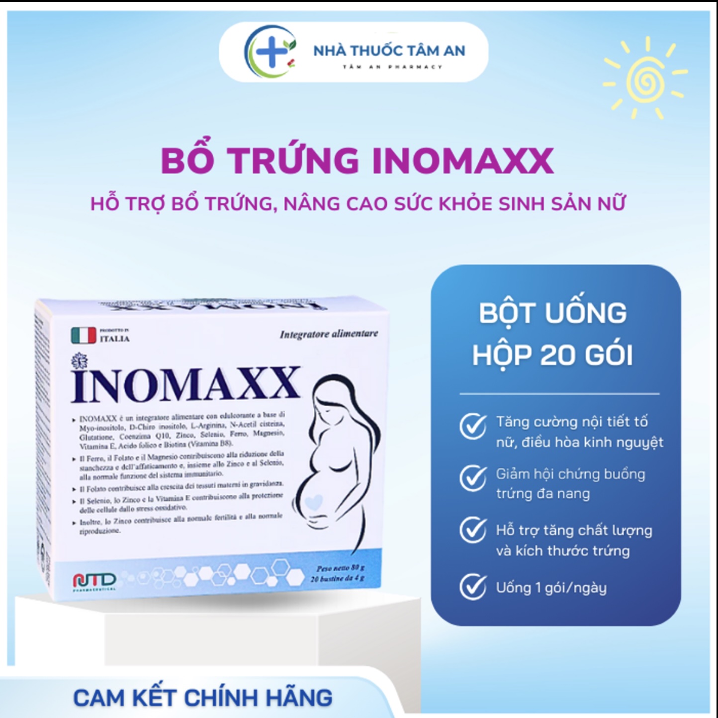 Viên uống Inomaxx 4g hỗ trợ bổ sung dinh dưỡng trước mang thai