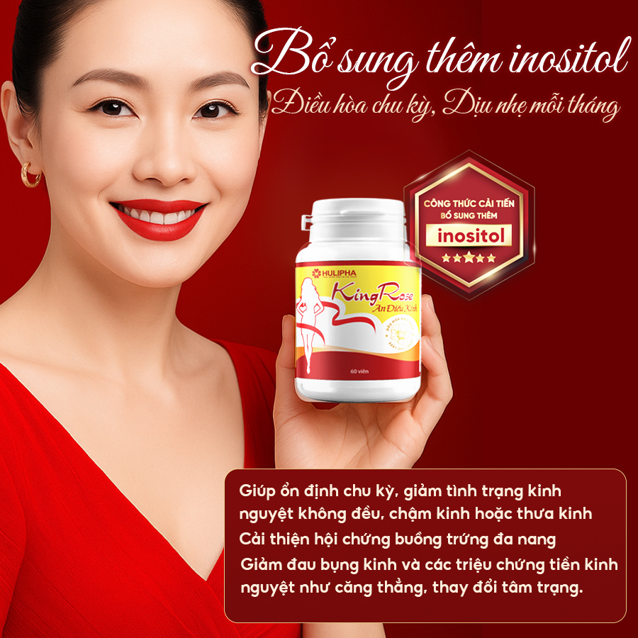 Viên Uống Kingrose An Điều Kinh HULIPHA Hỗ Trợ Điều Hòa Kinh Nguyêt, Hết Chậm Kinh Hộp 60 Viên