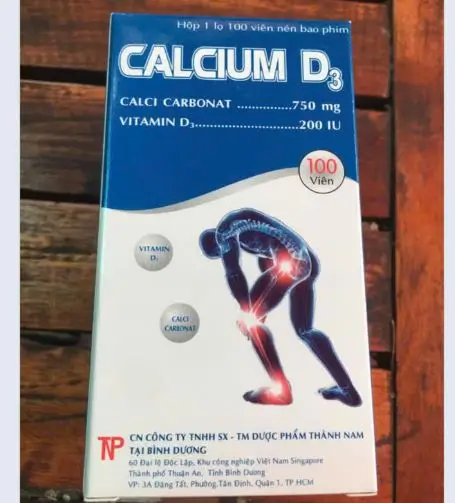 Cailcium D3 750mg/200IU Thành Nam - Hỗ trợ điều trị  và phòng ngừa loãng xương, thiếu hụt calci/Vitamin D (Chai 100 viên)
