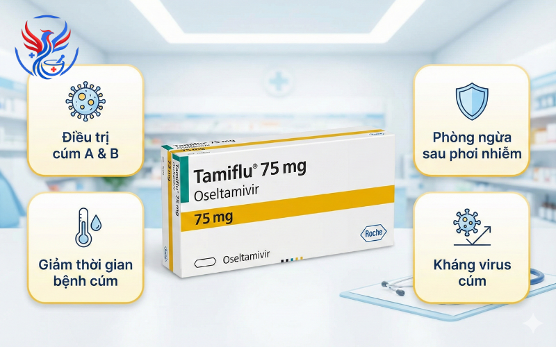 Thuốc Tamiflu 75mg phòng và trị cúm do virus 