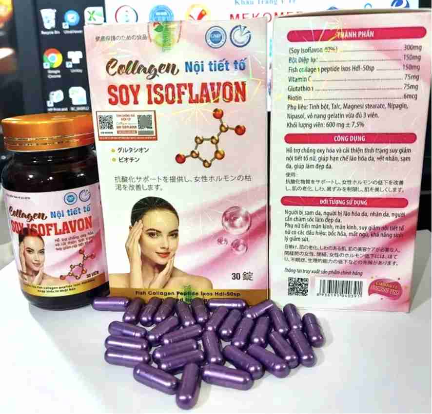 cải thiện nội tiết nữ collagen soy isoflavon mekong (c/30v)