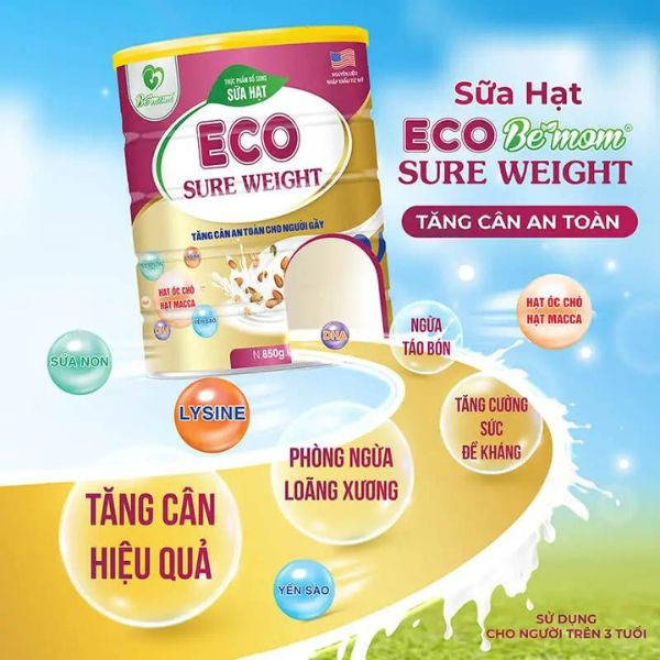 Sữa Hạt Dinh Dưỡng Tăng Cân ECO – Sure Weight 850gr