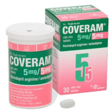 Thuốc Coveram 5mg/5mg Servier điều trị tăng huyết áp (L/30v)