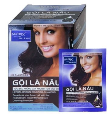 Gội là nâu Matrix làm thay đổi màu tóc, che phủ tóc bạc (10 gói x 30ml)