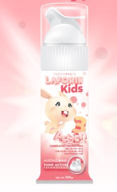 Kem đánh răng Laforin Kids ngừa sâu răng cho bé từ 2 tuổi vị đào