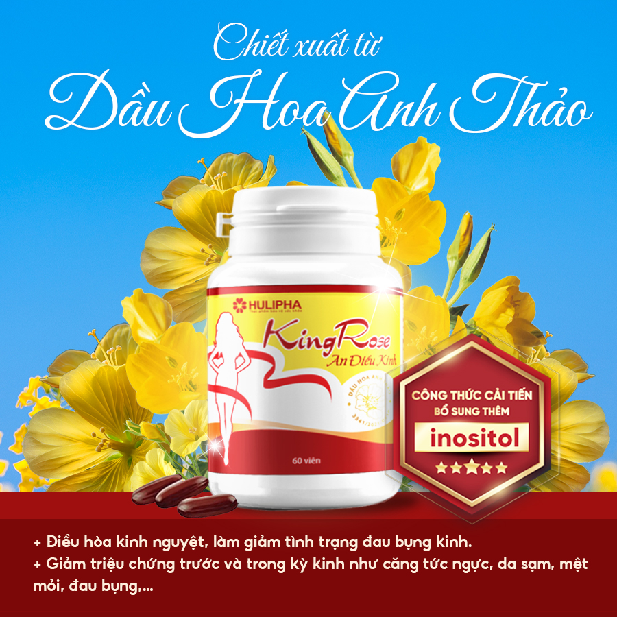 Viên Uống Kingrose An Điều Kinh HULIPHA Hỗ Trợ Điều Hòa Kinh Nguyêt, Hết Chậm Kinh Hộp 60 Viên