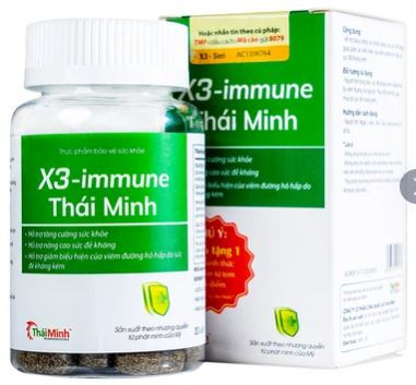 Thực phẩm bảo vệ sức khỏe X3-immune Thái Minh hỗ trợ tăng cường sức khỏe, giảm viêm đường hô hấp (30 viên)