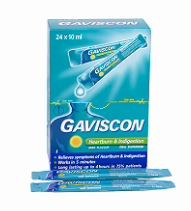 Hỗn dịch uống Gaviscon Heartburn Indigestion trị trào ngược dạ dày, thực quản (24 gói x 10ml)