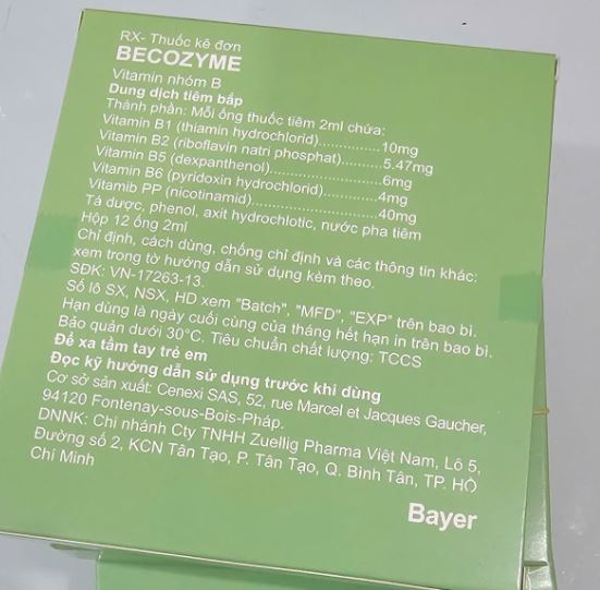 Becozyme Bayer (H/12o/2ml) - Bổ sung nhanh vitamin B khi cần thiết (tiêm bắp)