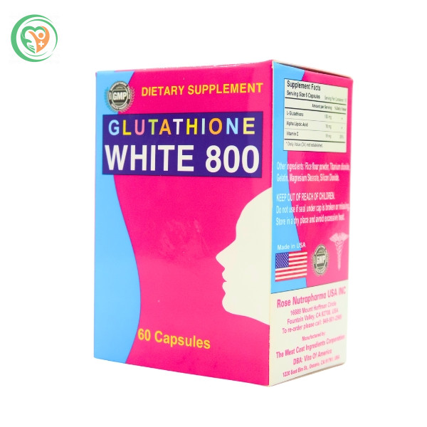 Glutathione White 800 hỗ trợ chống oxy hóa, giảm lão hóa, sạm, nám và làm trắng da (60 viên)