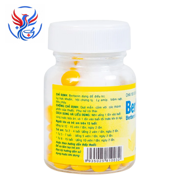 Thuốc Berberin 10mg điều trị lỵ, viêm ruột, tiêu chảy