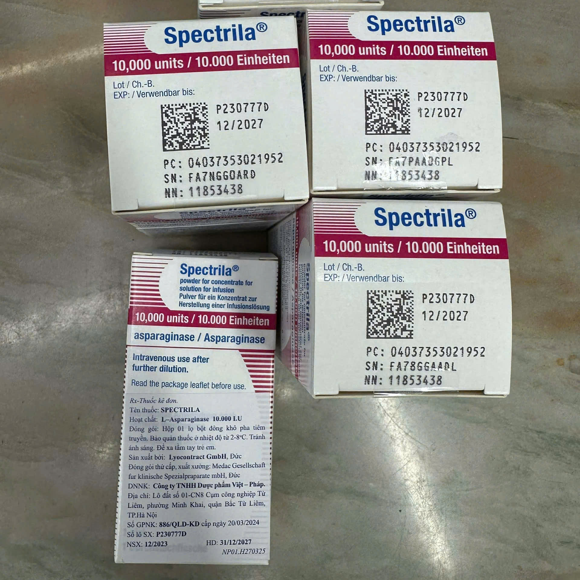 Thuốc Spectrila (Asparaginase) 10000IU Rentschler điều trị ung thư