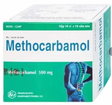 Viên nén Methocarbamol 500mg Khapharco điều trị ngắn hạn cơn đau, co thắt cơ, bong gân (10 vỉ x 10 viên)