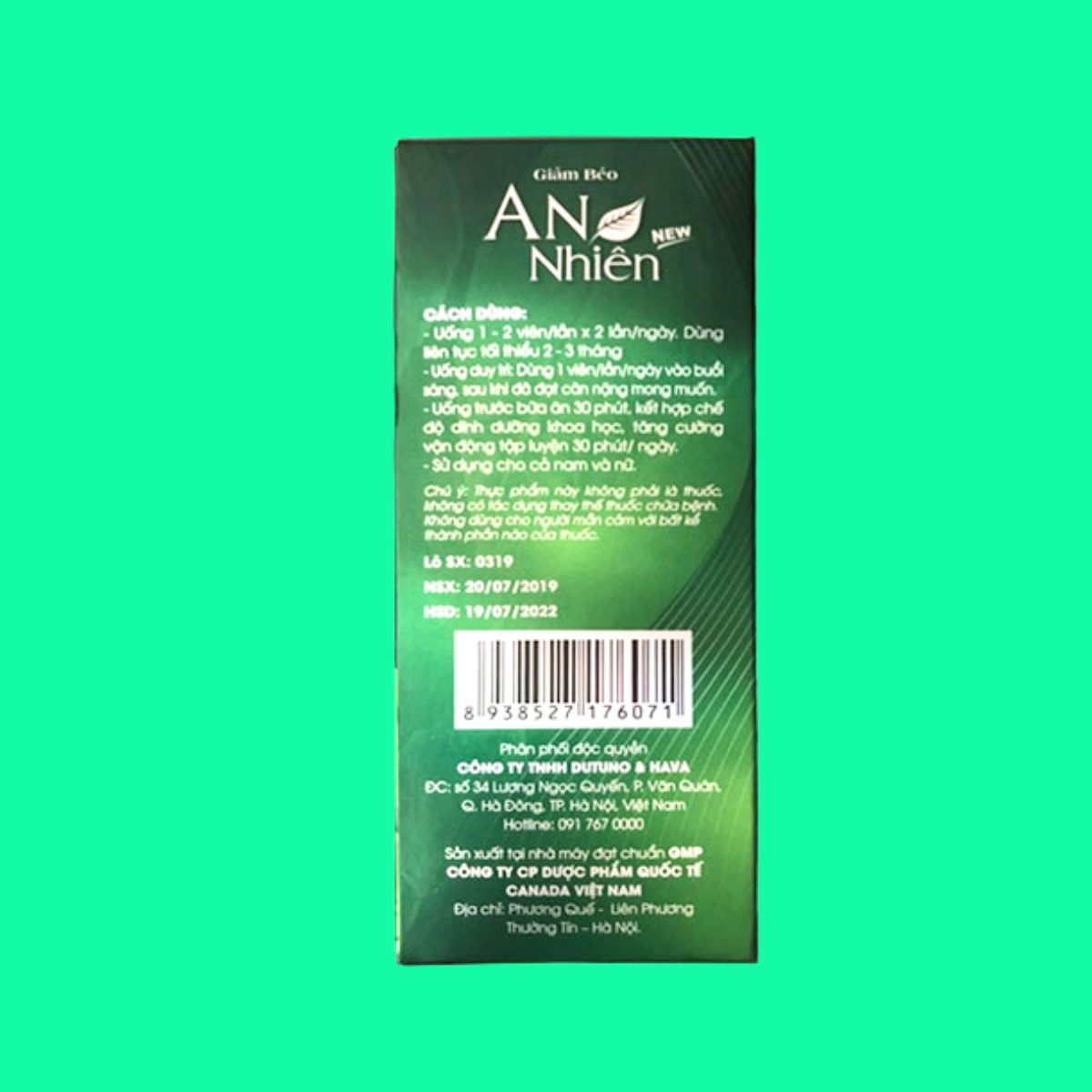 Viên Uống Giảm Béo An Nhiên Hỗ Trợ Giảm Cân Hiệu Quả (Hộp 40 Viên)