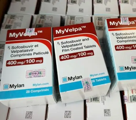 Thuốc Myvelpa 400mg/100mg Mylan điều trị viêm gan C mạn tính (28 viên)