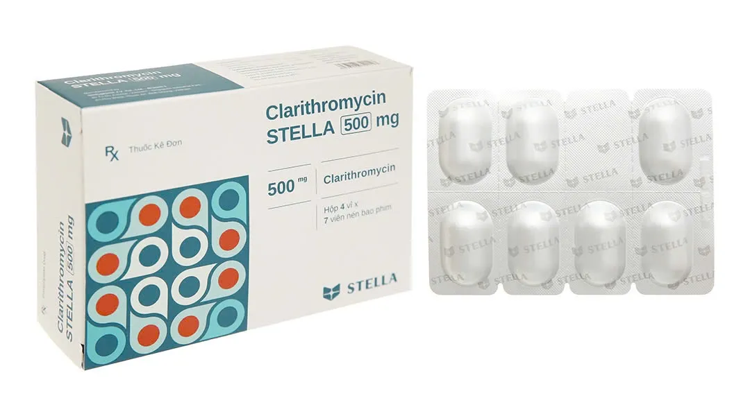Clarithromycin 500mg Stella (H/28v) – Kháng sinh điều trị nhiễm khuẩn hiệu quả