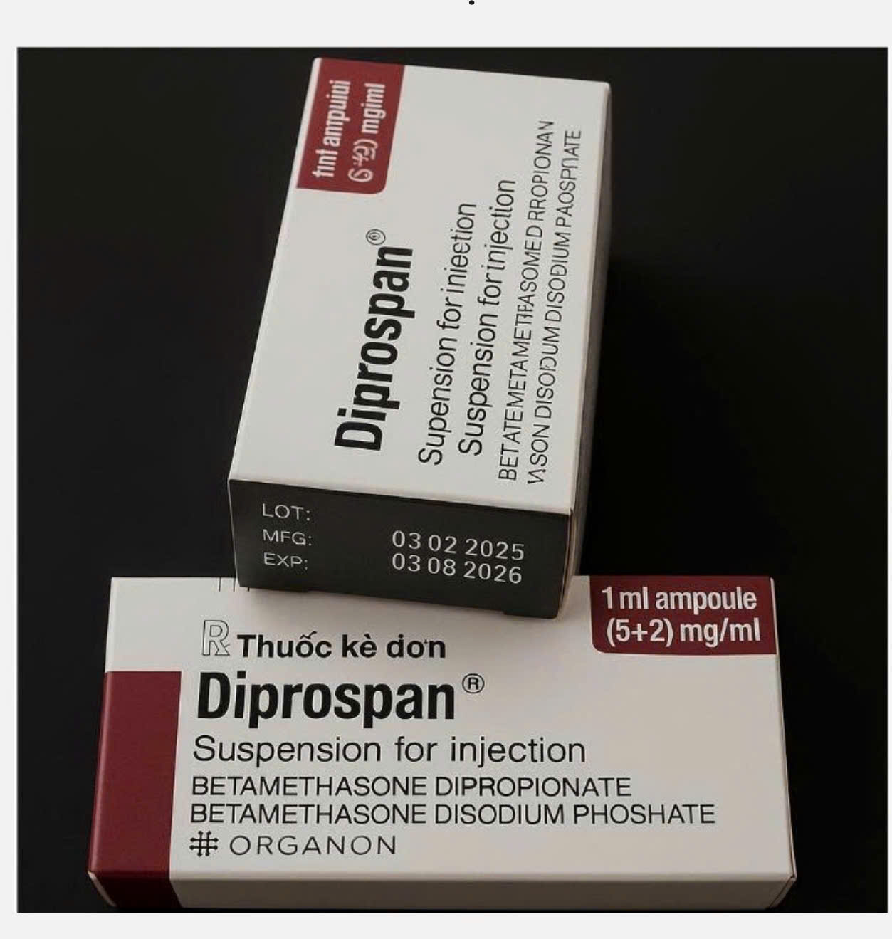 Thuốc tiêm Diprospan Injection (5+2)mg/ml Merck điều trị các bệnh cơ xương và mô mềm, dị ứng (1 ống x 1ml)