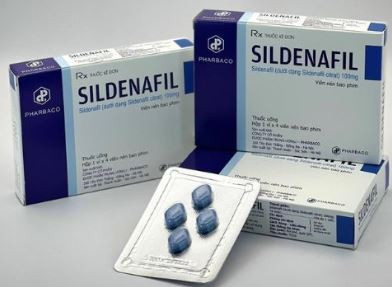 Thuốc trị rối loạn cương dương SILDENAFIL 100 (Pharbaco) hộp 1 vỉ x 4 viên