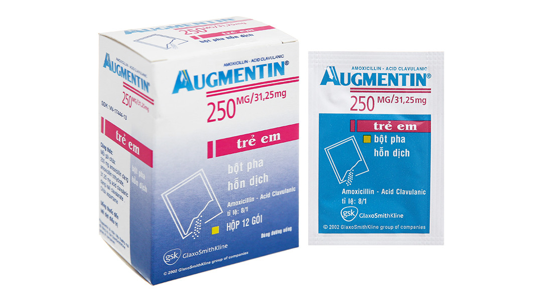 Bột Augmentin 250mg/31.25mg điều trị nhiễm khuẩn (12 gói)