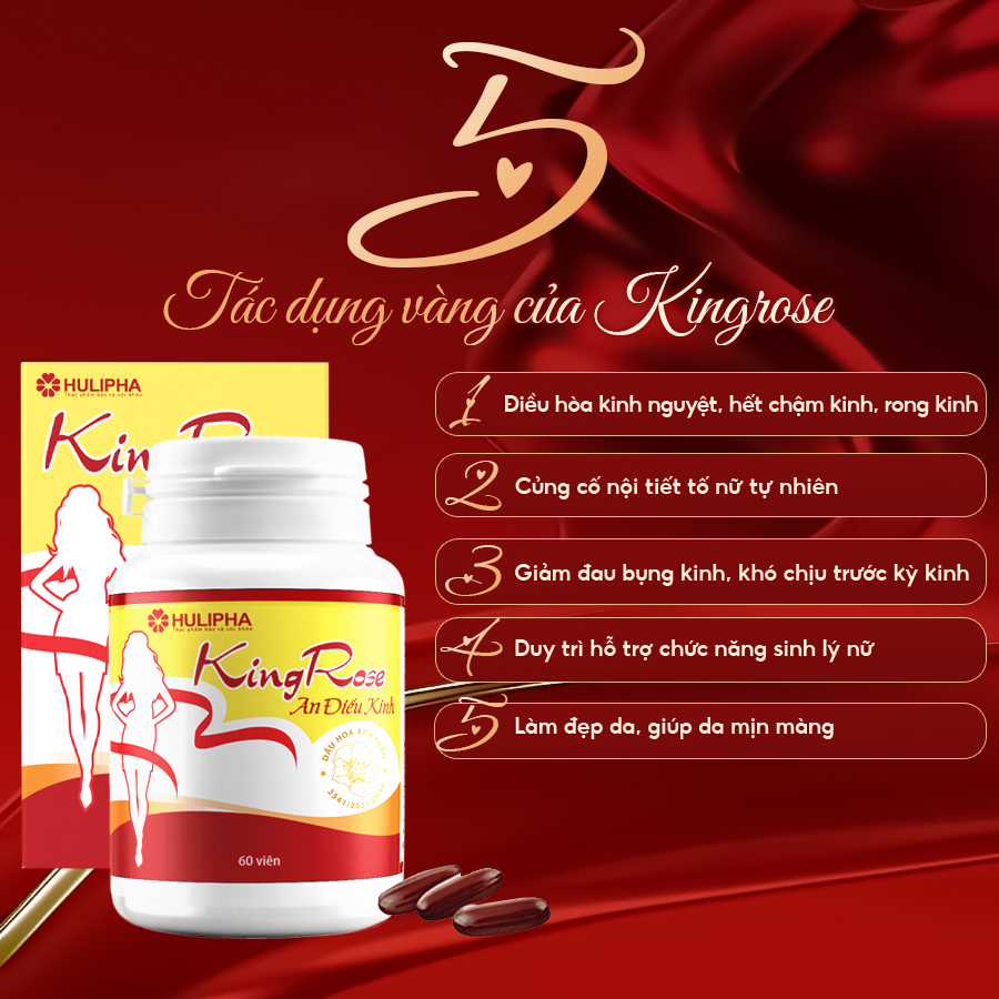 Viên Uống Kingrose An Điều Kinh HULIPHA Hỗ Trợ Điều Hòa Kinh Nguyêt, Hết Chậm Kinh Hộp 60 Viên
