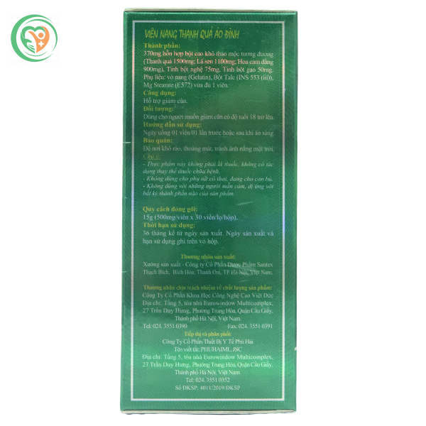 Viên giảm cân Áo Đình giải độc, lợi tiểu, giúp tiêu huỷ mỡ, giảm béo khoa học