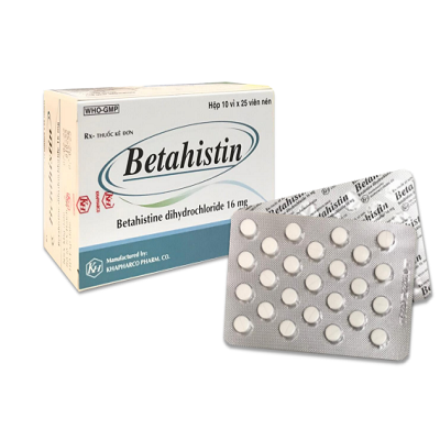 BETAHISTIN 16MG KH – Điều trị chóng mặt, ù tai, mất thính lực liên quan đến hội chứng Mesnière (Hộp 10 vỉ x 25 viên)