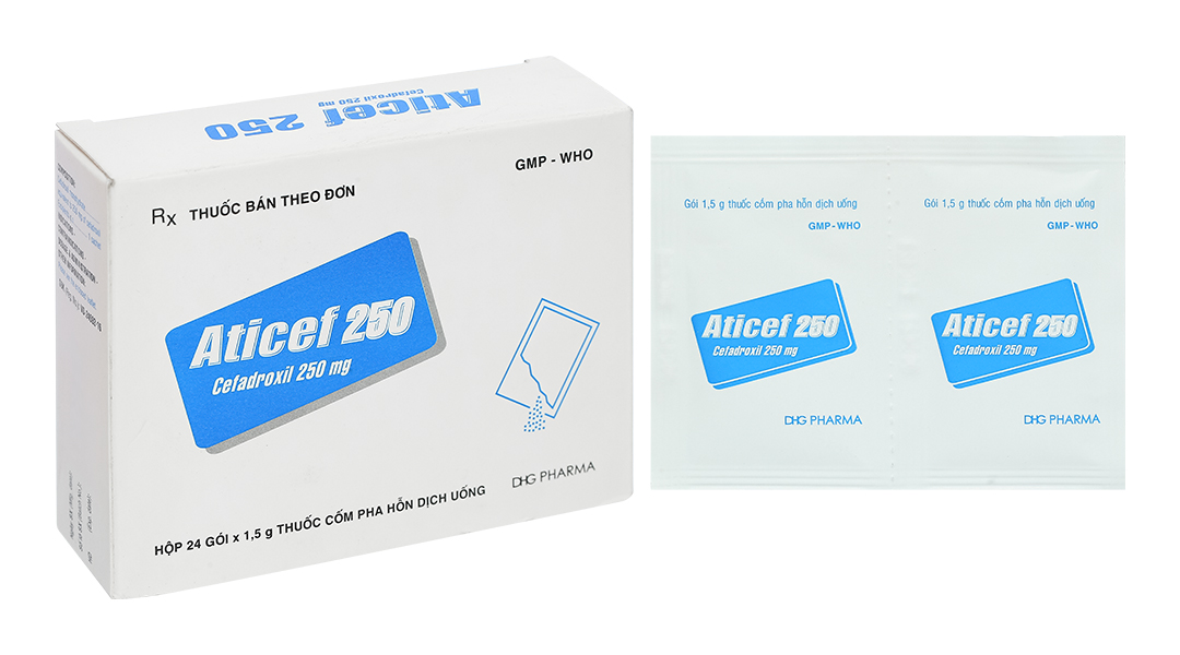 Cốm pha hỗn dịch Aticef 250mg trị nhiễm khuẩn, nhiễm trùng (24 gói x 1.5g)