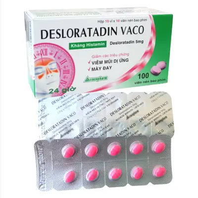 DESLORATADIN VACO – điều trị viêm mũi dị ứng, mày đay mạn tính vô căn (Hộp 10 vỉ x 10 viên)